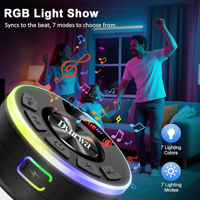 Certified IPX7 Waterproof Shower Bluetooth Speaker, Portable Shower Speaker Loud Clear Sound with Suction Cup, Wireless Portable for Bathroom, Hook Clip, Built-in Mic, 10H Playtime, Great Gift Idea
