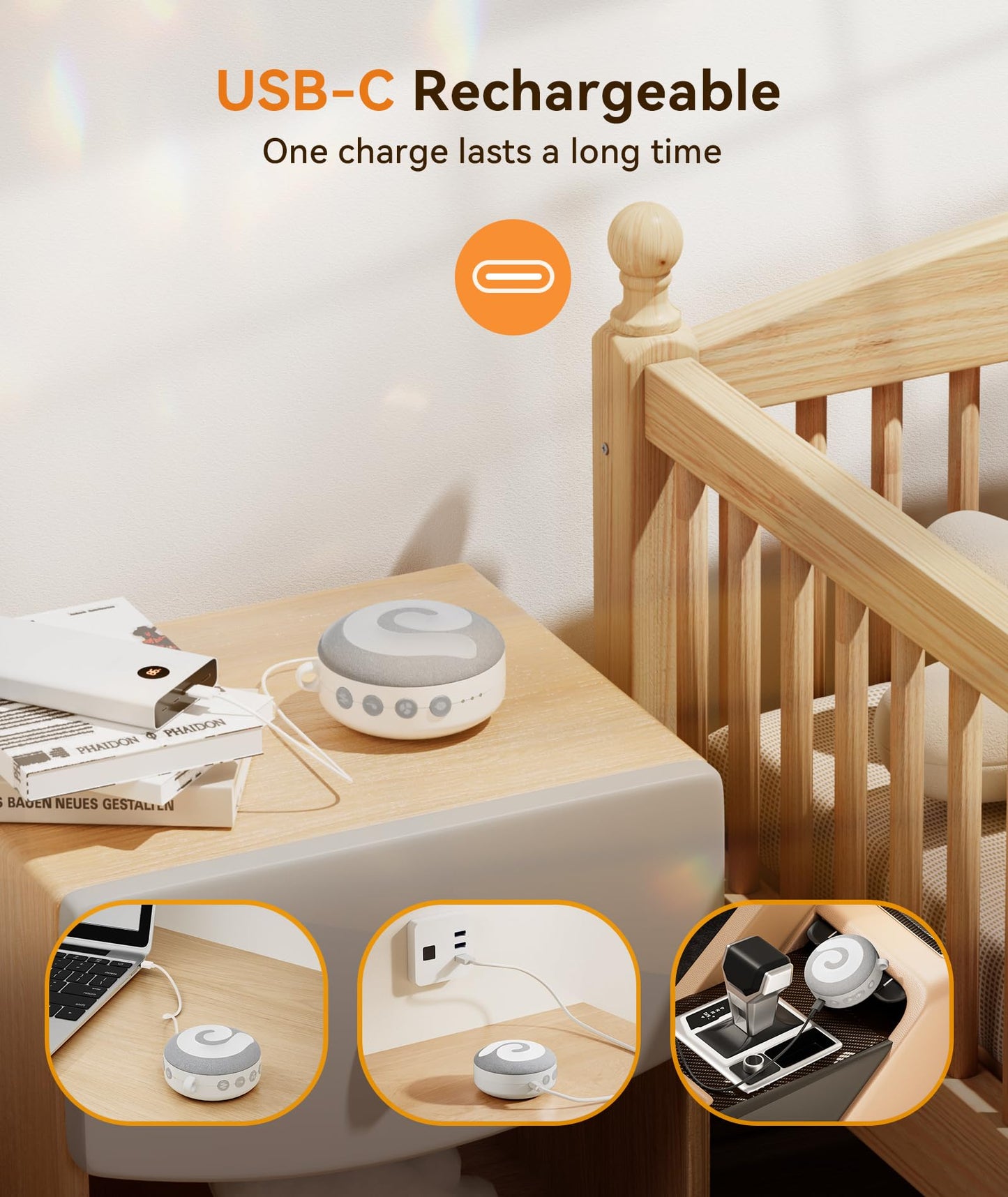 Dreamegg Portable Sound Machine Baby - D11 White Noise Machine for Baby Sleeping with Night Light, White Noise, Lullaby, Nature Sounds, Child Lock, USB Rechargeable Sound Machine for Travel Nursery