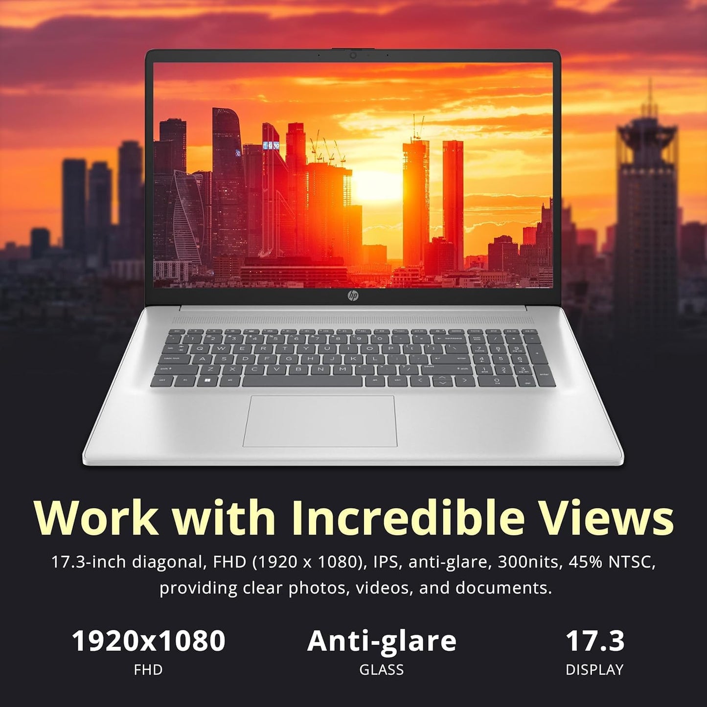 Hp 17.3 Fhd Business Laptop - With Office Lifetime License, Amd 6-Core Ryzen 5 7430U(Beat I7-1255U), 64Gb Ram, 2Tb Ssd, Usb-C Fa