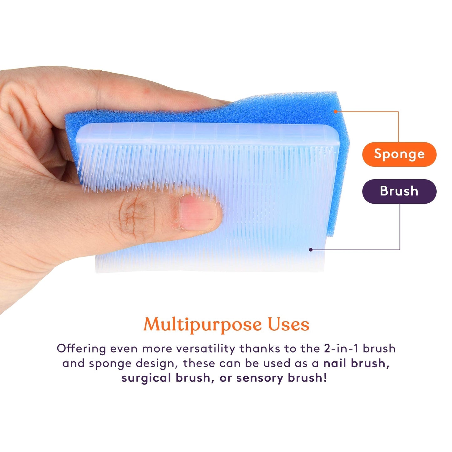 Special Supplies (6 Pack) Baby Bath Sponges Soft Foam Sensory Scrubber with Cradle Cap Bristle Brush - Body, Hair, and Scalp Cle