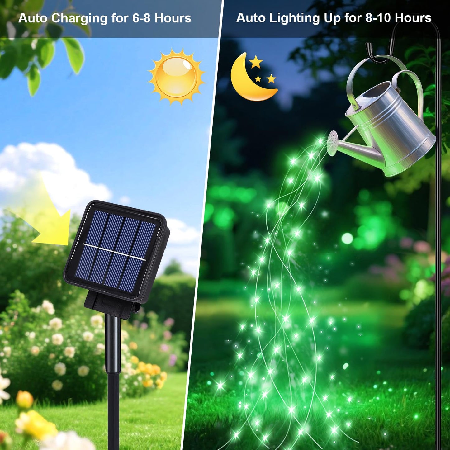 Angmln Green Solar String Lights Outdoor  200 Leds 8 Modes Waterfall Fairy Bunch Lights Outdoor Waterproof  Green Halloween Decor  Christmas Tree  St Patrick Decorations For Outside Tree Yard