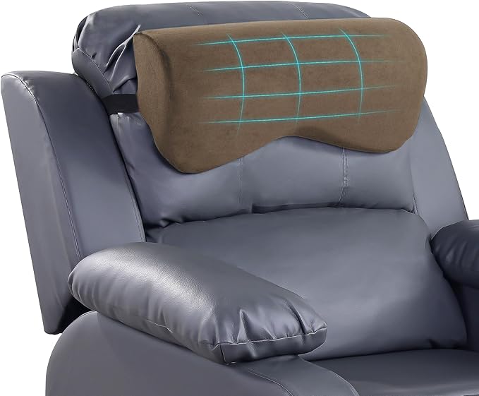 HOMBYS Cervial Recliner Neck Pillow for Pain Relief, Foam Headrest Pillow with Strap for Securing, Extra Large & Non-Slip Neck Pillow for Recliner, Sofa, Office Chair, Car, Gaming Chair, Coffee