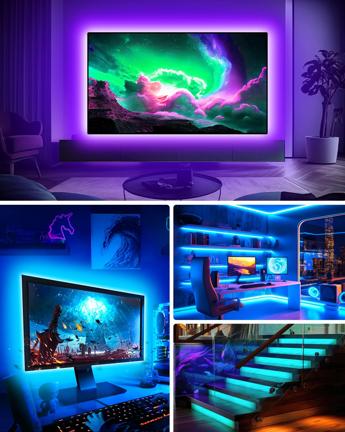 Daymeet Led Tv Backlight, 13.1Ft Usb Rgb Light Strip With Remote, Music Sync For 40-65 Inch Tvs, Solid Colors, Copper Material