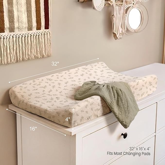 lulumoon Muslin Changing Pad Covers: Baby Cotton Changing Table Covers - Soft Changing Pad Sheets for Boys Girls
