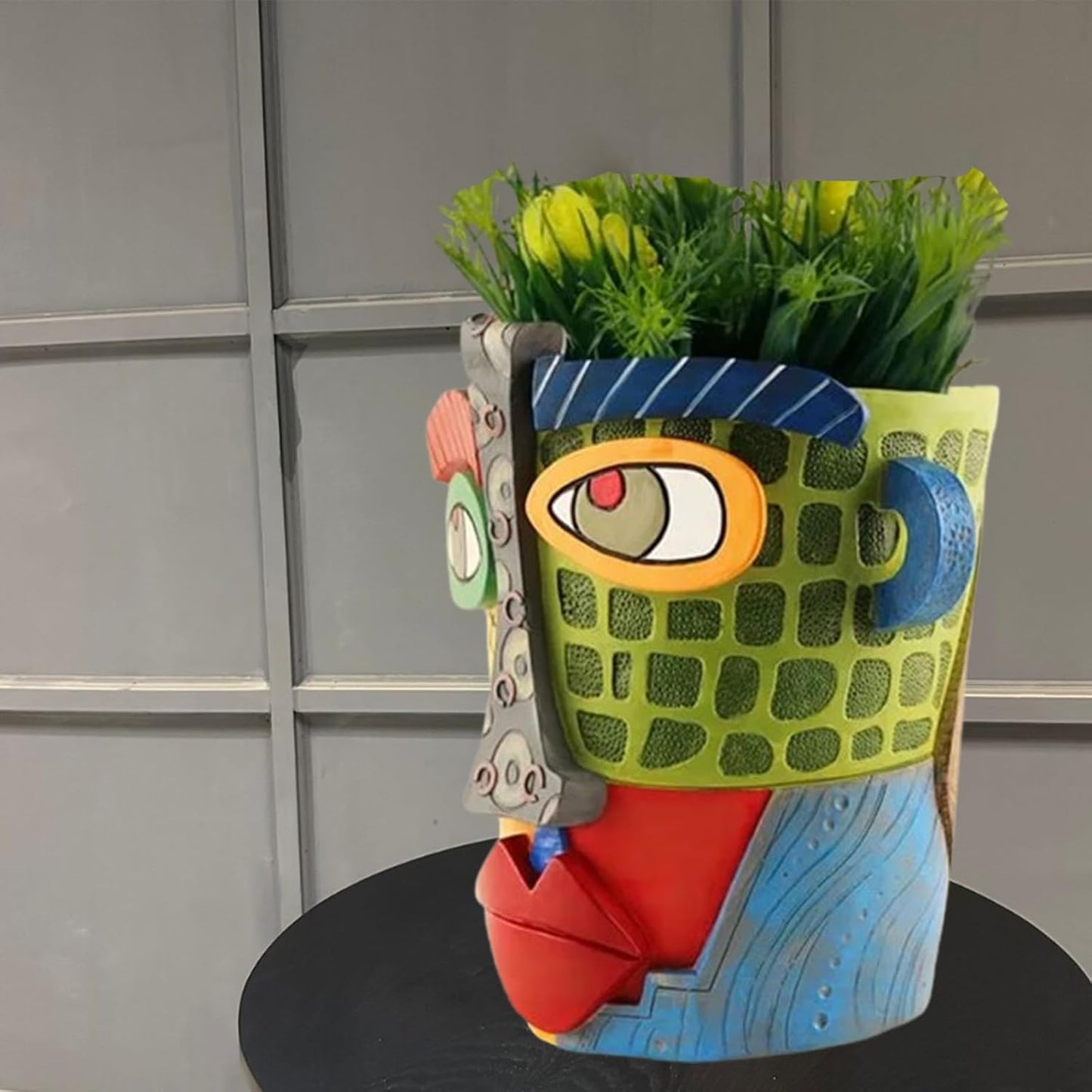 New Picassos Abstract Beauty Face Flower Pot, Colorful Abstract Head Plant Pots, Interesting Decorative Flower Resin Flower Pot, Unique Flower Pots for Home Art Decoration (5in-B)