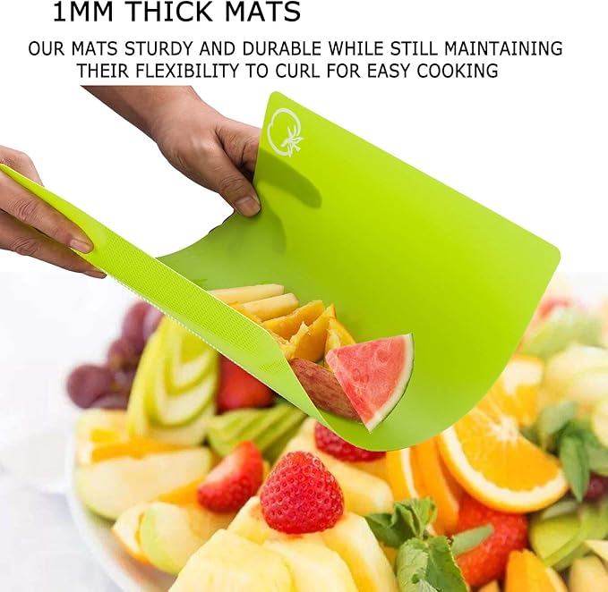 8pcs Flexible Plastic Cutting Board Mats, 2 Pack Colored Mats With Food Icons, Gripped Back, Cutting board Set of 4 (2)