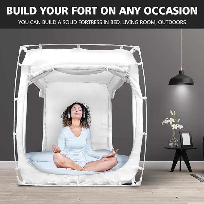 Bed Tent Bed Canopy Twin Size Tents for Adult and Kids- Portable Dream Tent Indoor Sleeping Tents 70% Blackout with 3 Doors Breathable Big Space Tents