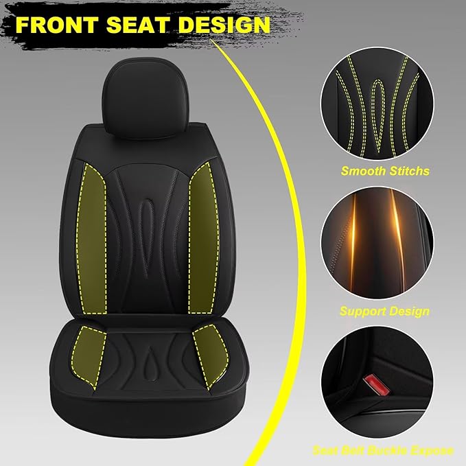 Car Seat Covers Fit for Hyundai Ioniq 5 2022-2024: Faux Leather Front Seat Covers Waterproof Auto Seat Protector with Compatible Airbag(2 Seats, Black)