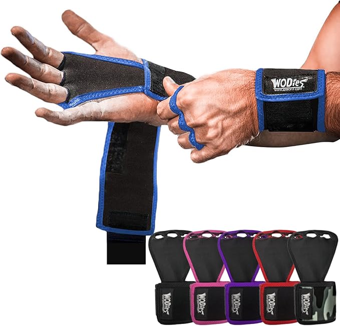 JerkFit WODies Gymnastics & Weightlifting Grips with Wrist Wraps – 3 Hole Versatile Gym Gloves for Pull Ups, Gym Training...
