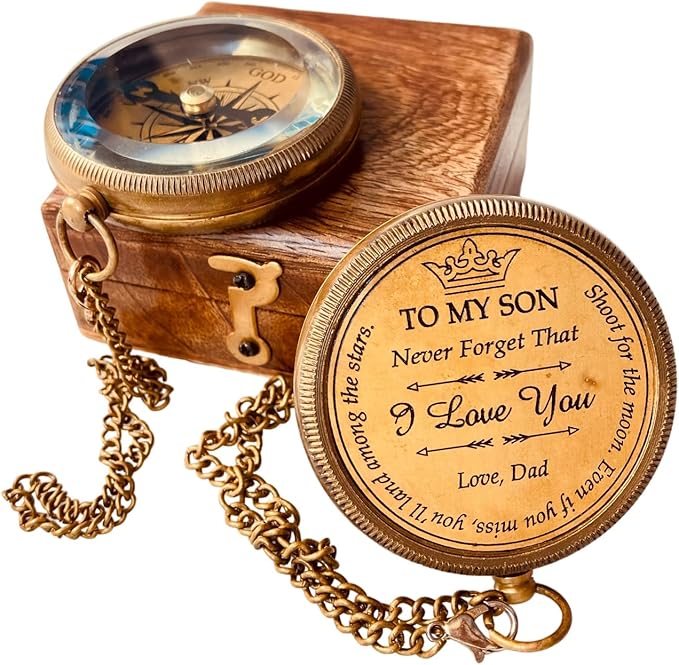 Inspiration Gift for Men Women Engraved Compass - Go Confidently - Thoreau Quote, You're Awesome Employee, Coworker Meaningful Gift for him her