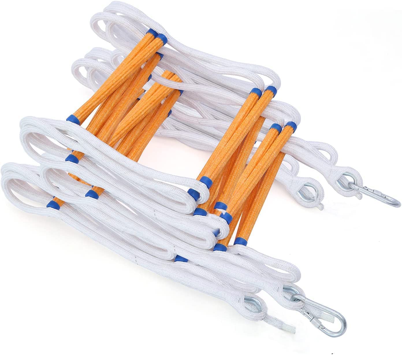 13ft Safety Balcony Emergency Fire Escape Ladder with Hooks Carabins | 2 Story for Adults and Kids |Reusable Multi-use for Treehouse|Weight Capacity up to 2000 lb