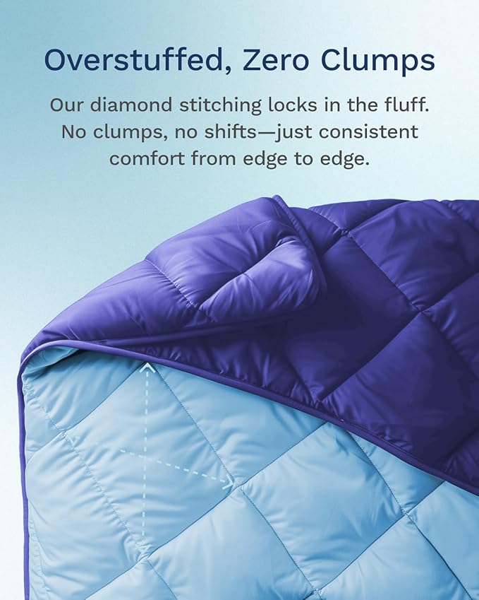 ViscoSoft All Seasons Twin XL Down Alternative Reversible Quilted Comforter - Breathable Premium Extra Long Soft Microfiber Duvet Insert Light Blue/Navy
