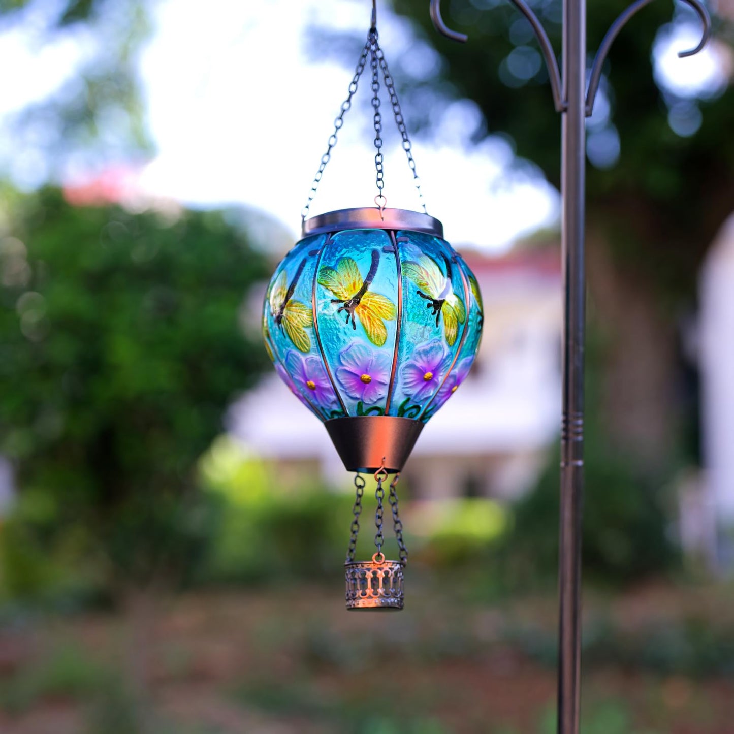 Dreamskip 2 Pack Dragonfly Hot Air Balloon Solar Lantern Outdoor Waterproof  Glass Balloon Lanterns For Outside  Decorative Hanging Solar Lights Patio Garden Yard Gift For Women Moms