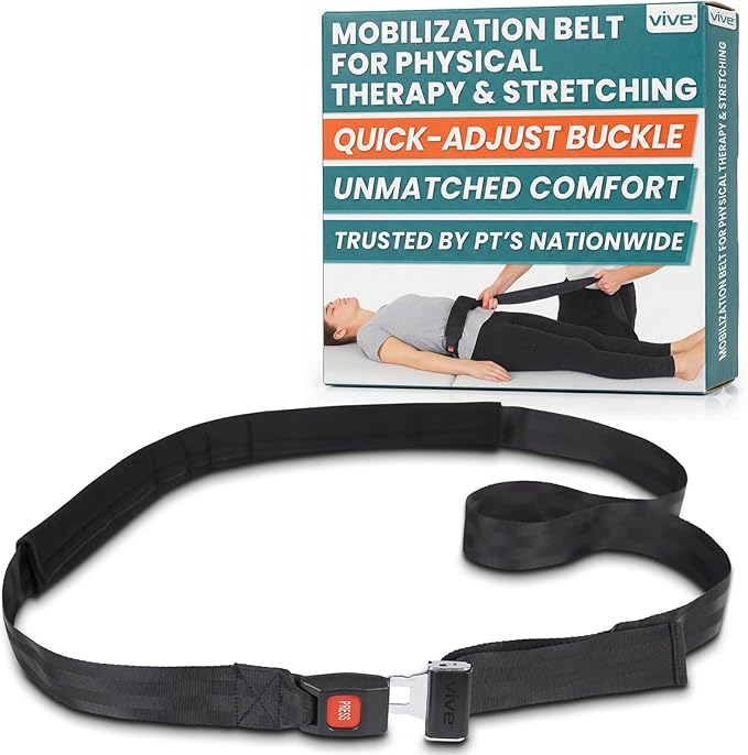 Vive Mobilization Belt for Physical Therapy with Buckle - Manual Traction Stretching Band - PT Traction Strap Belt for Str...