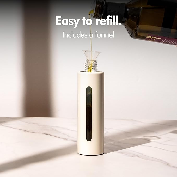 KIVY Glass Oil Sprayer for Cooking, Salads, BBQs & Airfryer – Innovative Spray with Portion Control - Oil Spray Bottle with Stainless Steel Body - Olive Oil Sprayer - Cooking Oil Mister – Cream