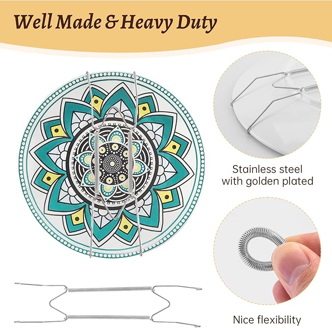 3 Pack 12/14/16 Inch Decorative Plate Medium Plate Hangers for The Wall, Invisible Stainless Steel Wall Hangers for Display with Hooks, for Platter/Dish/Picture(Silver)