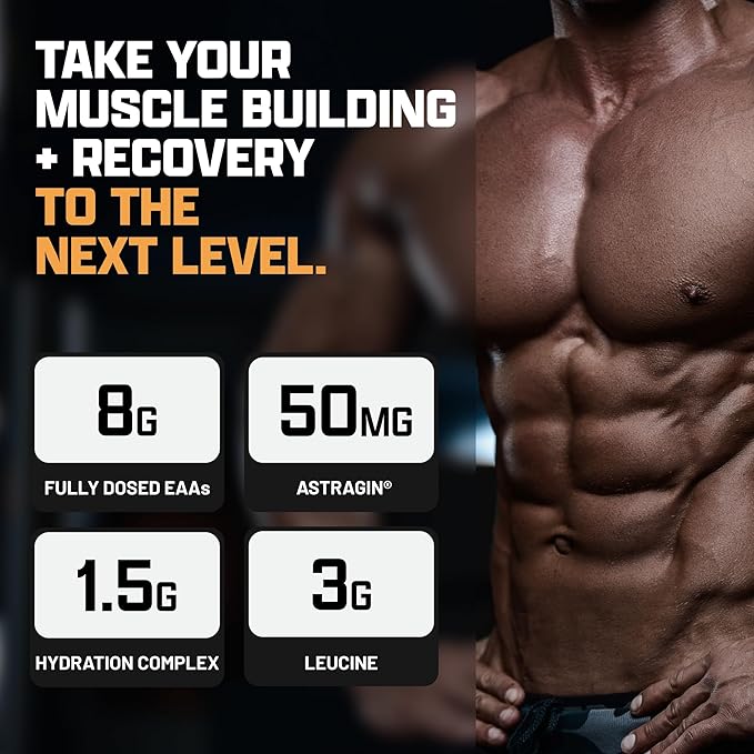 Nutrex Research EAA Hydration | EAAs + BCAA Powder | Muscle Recovery, Strength, Muscle Building, Endurance | 8G Essential Amino Acids + Electrolytes | 30 Servings It's Mango Time