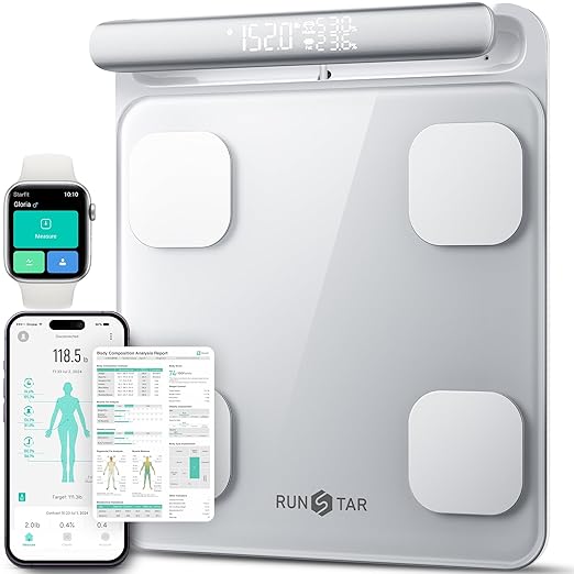 RunStar Smart Scale for Body Weight and Fat Percentage FSA&HSA Eligible, 8-Electrode Digital Bathroom Scale with BMI, Body...
