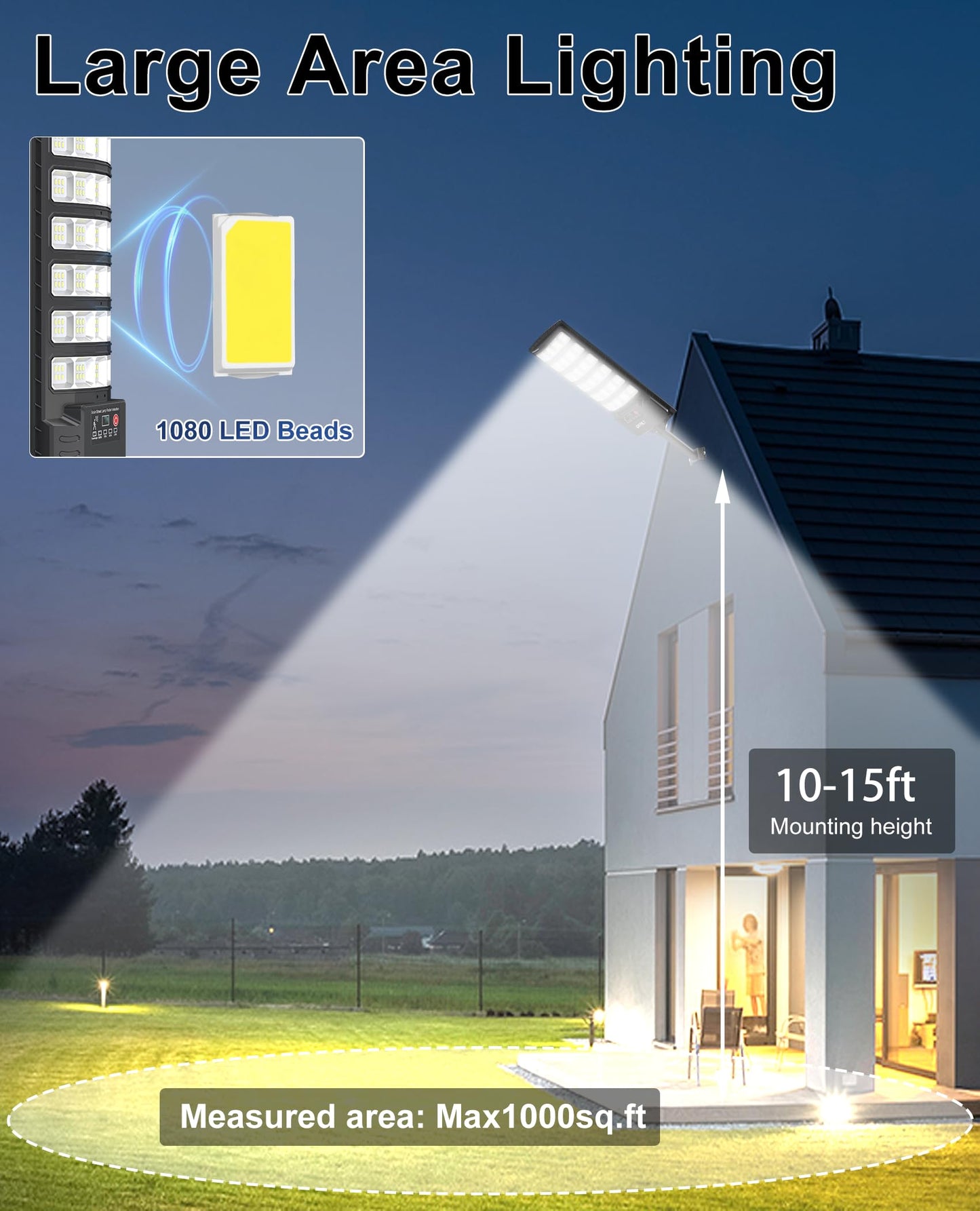 Jaynlt Solar Lights Outdoor  5 Lighting Modes Solar Flood Security Light With Motion Sensor & Dusk To Dawn&Remote  7000K Street Lamps For Yard  Entryway Garage - 4Pack