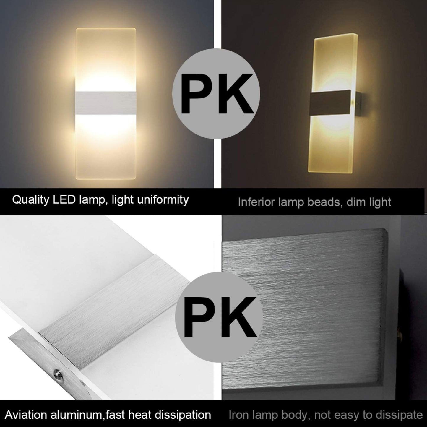 Changm Led Wall Sconce 12W Modern Acrylic Light Fixture, Warm White, 3 Pack For Living Room, Bedroom, Hallway