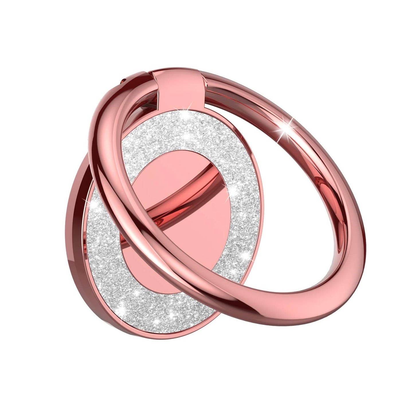 Pikabo Cell Phone Ring Holder Stand, Cell Phone Grip Holder, Adhesive Phone Grip For Phones And Cases. (Glitter Rose Gold)