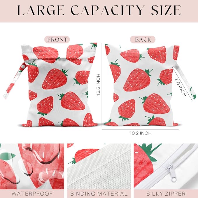 4 Pack Wet Bag for Swimsuit, Beach Travel Essentials Wet Dry Bag, for Sunscreen Toiletry Dirty Clothes Yoga Gym Diaper, Friend Summer Beach Vacation Gifts. Fruit Series