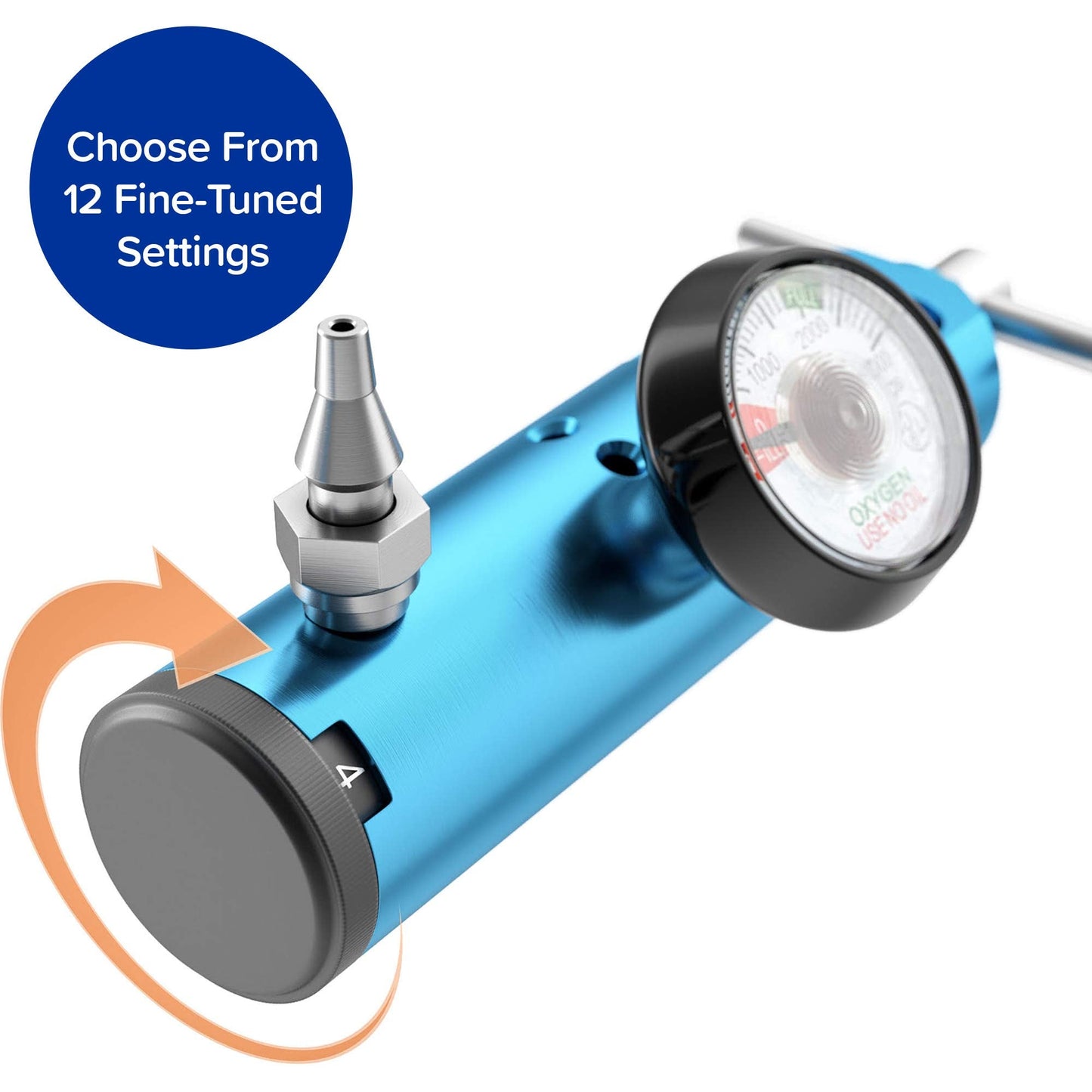 Nuvälsa Ozone Therapy Low Flow Oxygen Regulator – Easy to Use – Works with Ozone Generators – Compatible with Oxygen Cylinders up to 3,000 PSI – T-Handle Connection – CGA 870