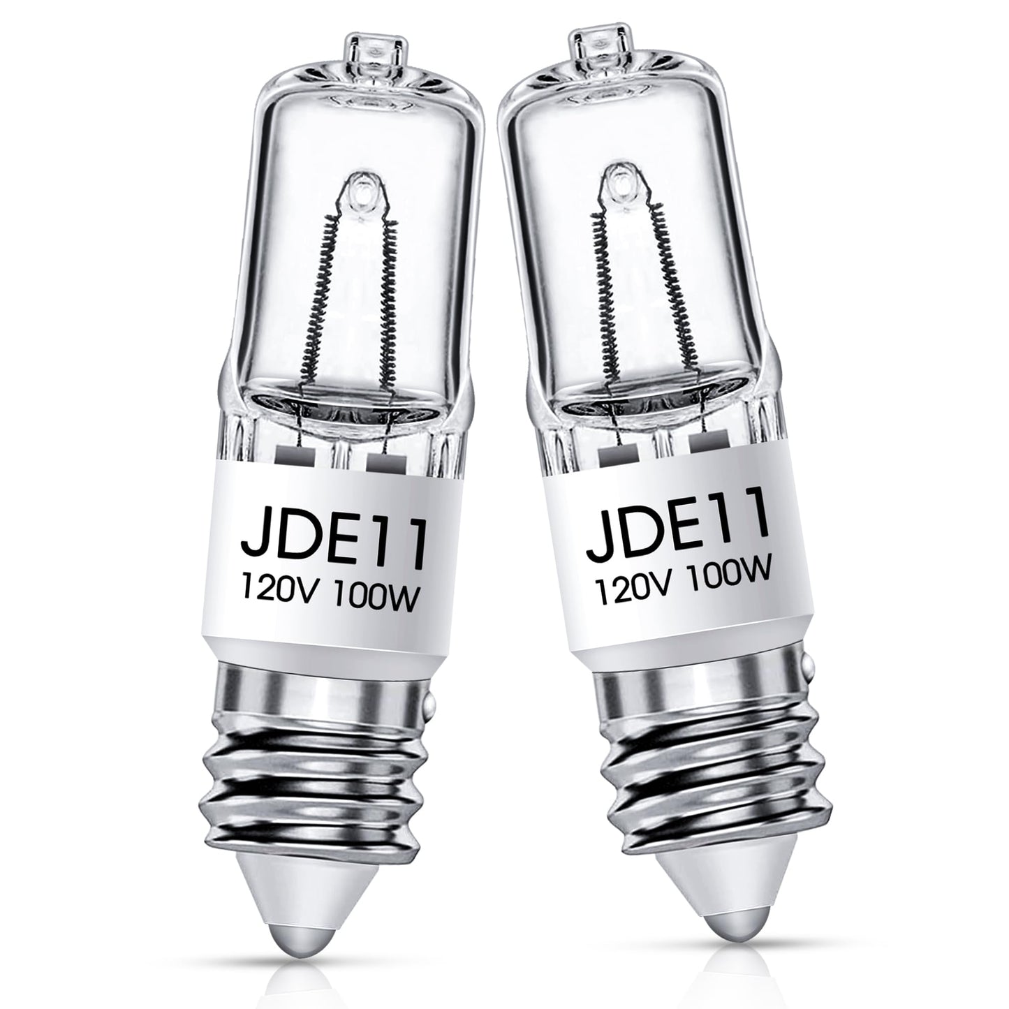Flaspar Jde11 120V 100W  E11 Bulb  E11 Halogen Light Bulbs  T4 Mini Base Dimmable Candelabra Bulbs  2800K Warm White Halogen Clear Jde11 Bulb For Ceiling Fan  Chandeliers  Cabinet Lighting  2 Pack