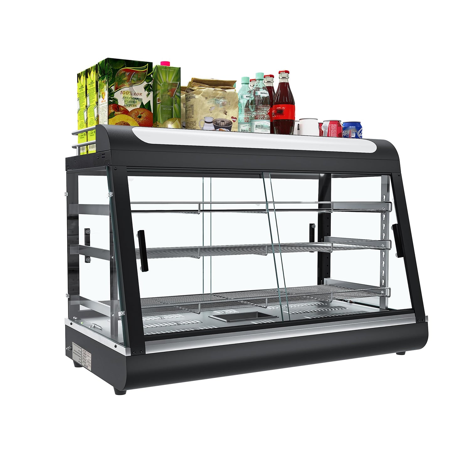 Whalefall Countertop Food Warmer with top Holder, 35 inch Commercial Food Warming Cabinet, tri-Color Lighting, w/Thermometer and Adjustable Thermostat for Cafeteria Kitchens Restaurants