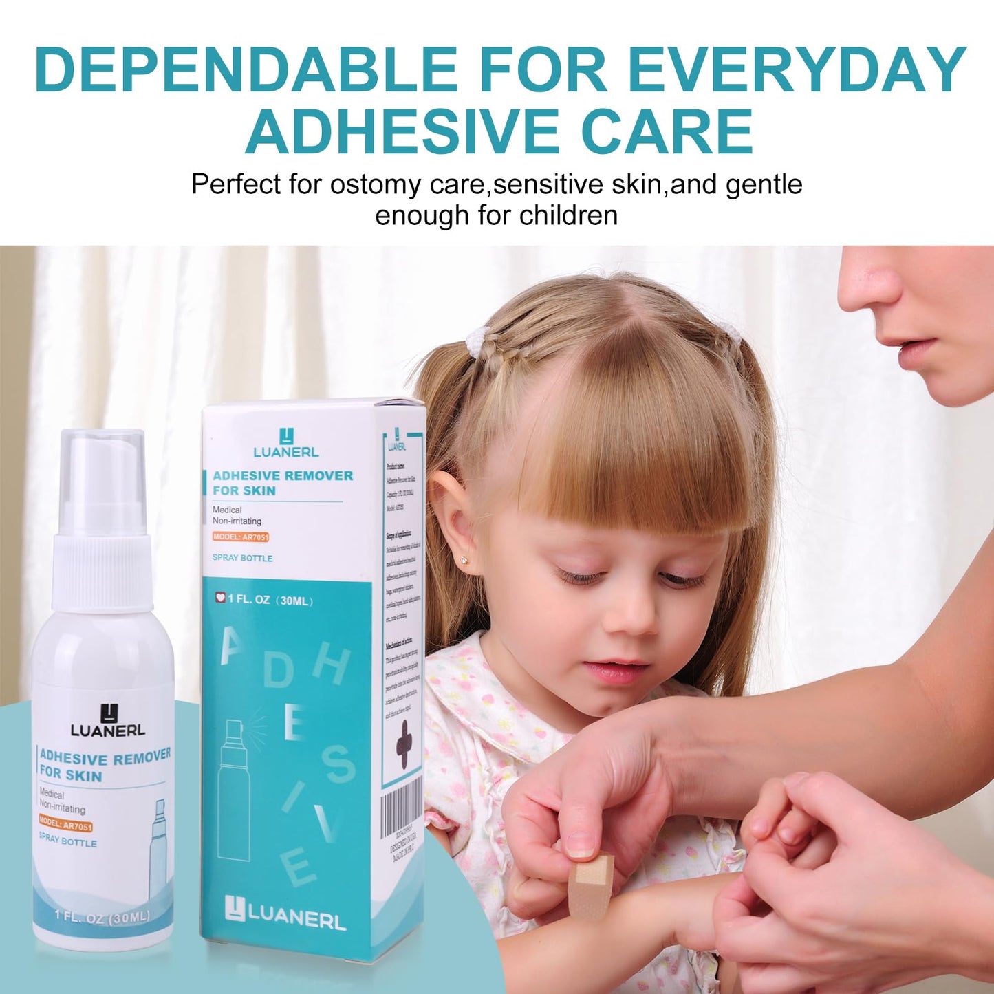 Adhesive Remover for Skin Spray Bandage & Surface & ostomy Supplies No Sting-Sensitive Skin-All Natural,30 ml Bottle