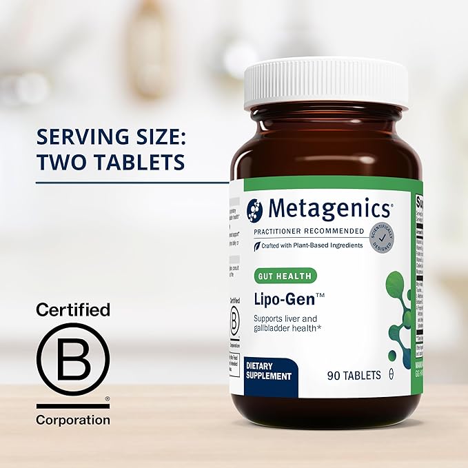 Metagenics Lipo-Gen - Lipotropic Liver Supplement* - Gallbladder Support* - with Amino Acids, Vitamin B12 & Choline - Non-GMO, Gluten-Free & Vegetarian - 90 Tablets