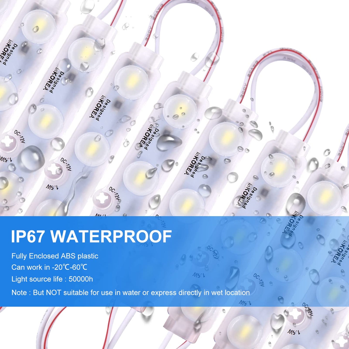 Pomelotree Led Window Lights, 20Ft Waterproof 5050 Led Module, 2-Pack, White, Ideal For Business Advertising And Storefront Displays