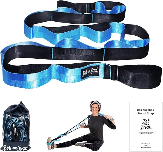 BOB AND BRAD 12 Loop Yoga Stretch Strap - Non-elastic for Stretching, Physical Therapy, Pilates, Dance, Gymnastics, and At...