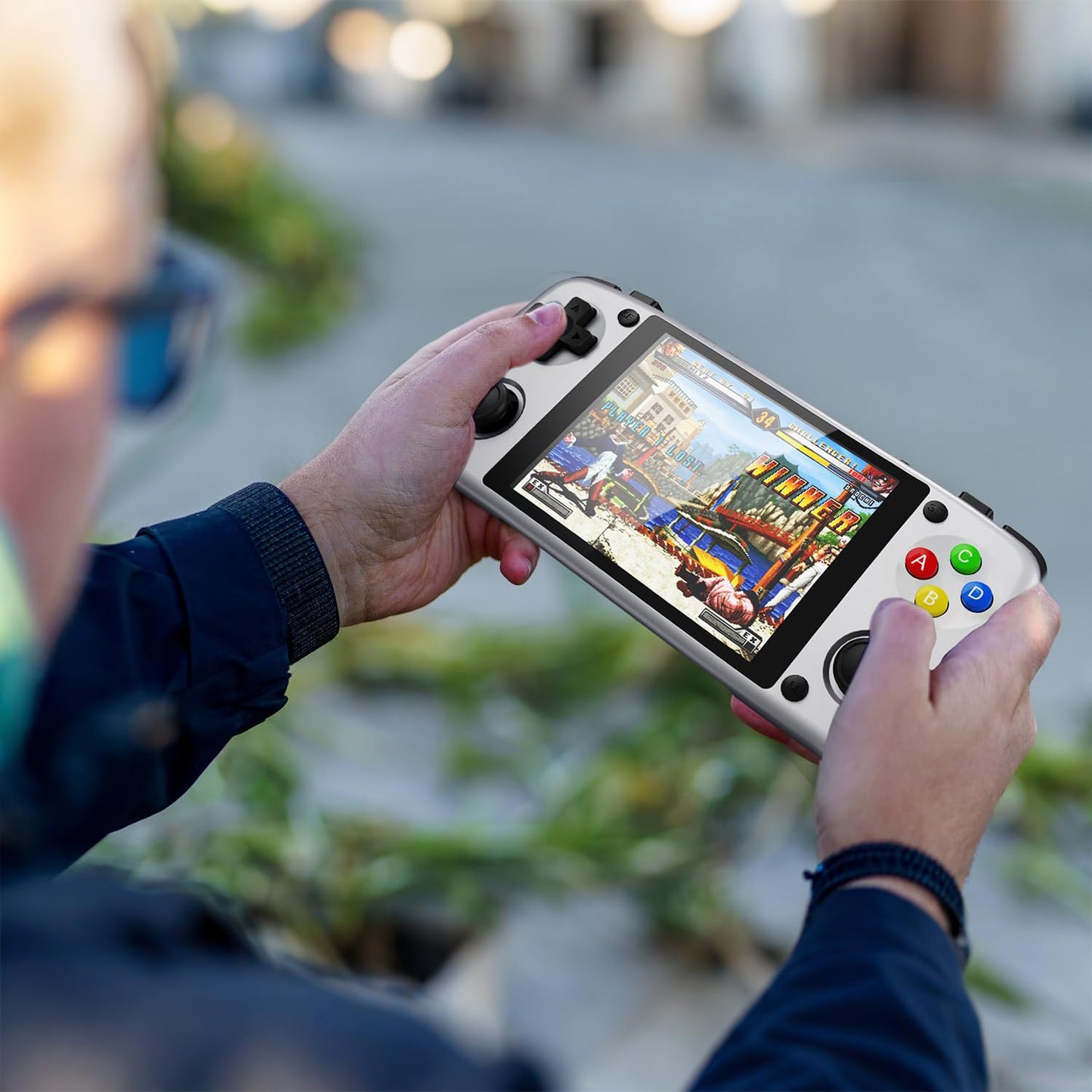 UNICO Game Pocket Player with 40 SNK Classic Games Pre-Installed, Handheld Gaming Console, 3500mAh Rechargeable Battery, Pick up and Play, Ideal for Casual Gamers and Nostalgic Enthusiasts-Gray