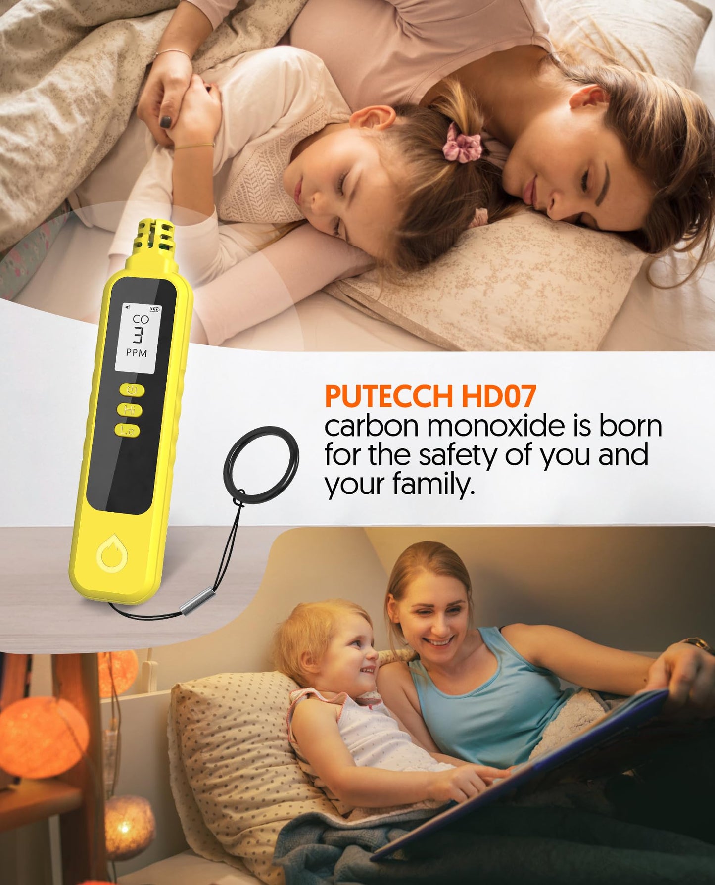 Carbon Monoxide Detectors, Portable CO Detector Battery Powered, Handheld Carbon Monoxide Monitor Alarm Detector with LCD Display for Home/Outdoor/Travel