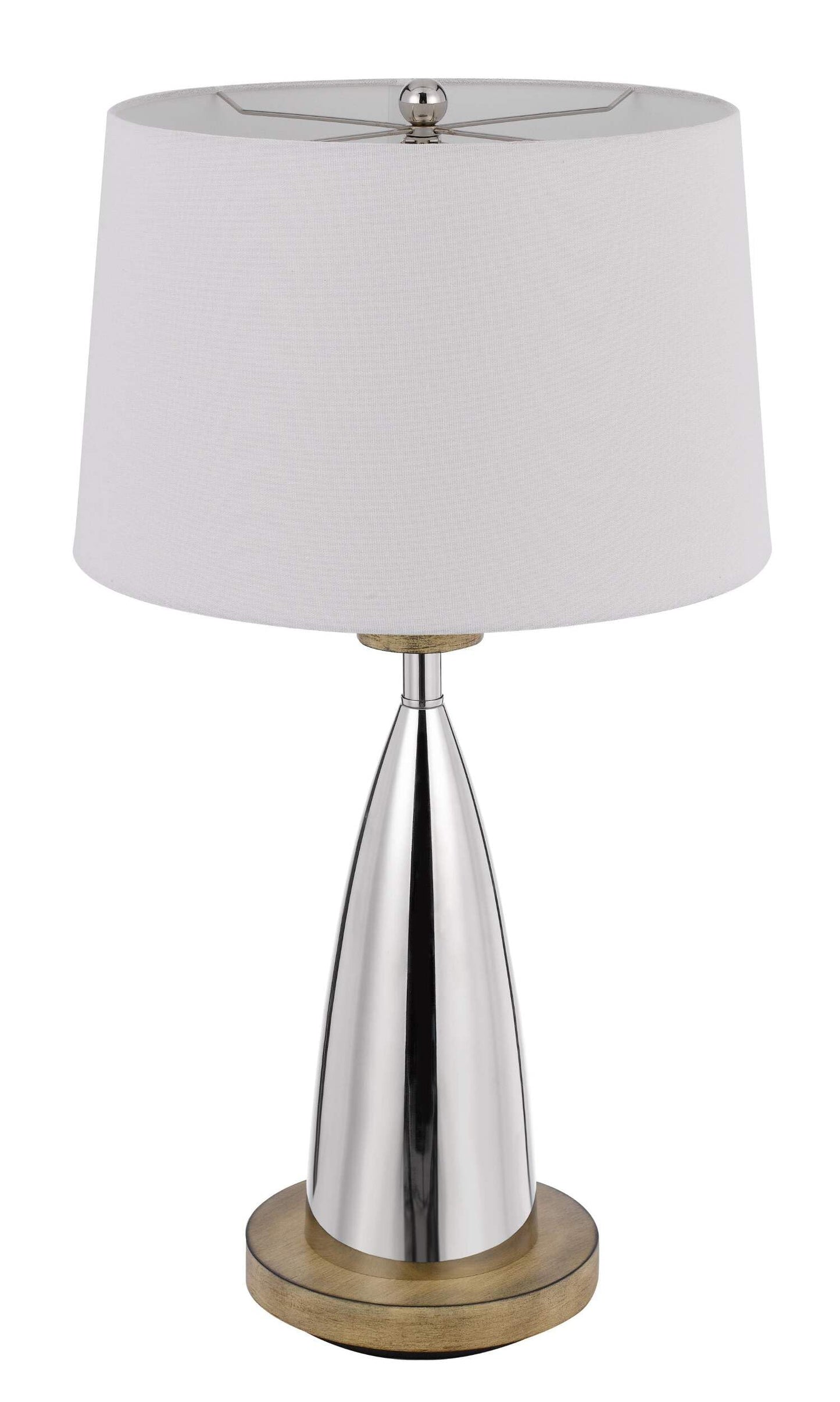 Homeroots Usb Table Lamp - 31 In. Silver Metallic With White Empire Shade, Model 524742