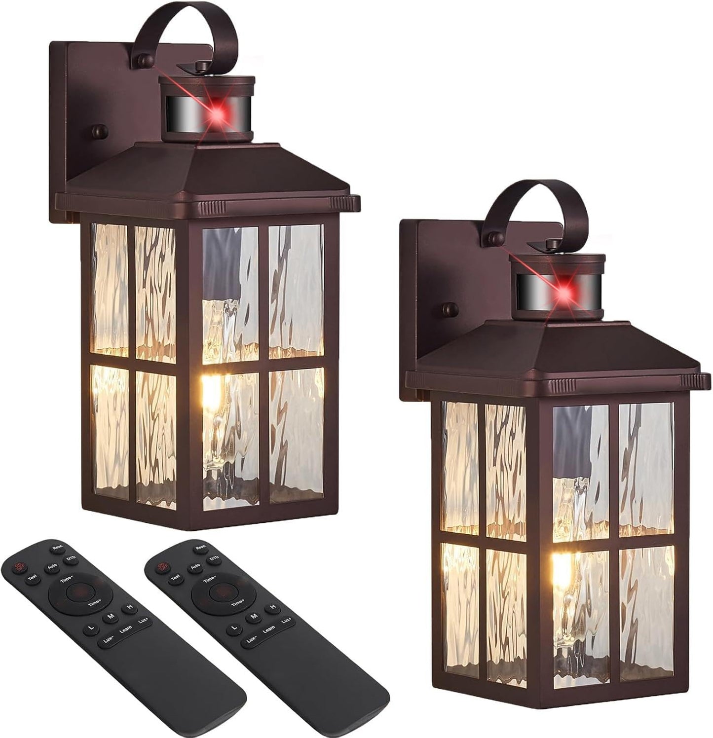 YJXGDIL Porch Lights Outdoor 2 Pack Motion Sensor Remote Control Metal Bronze RW H2001-2G-RW