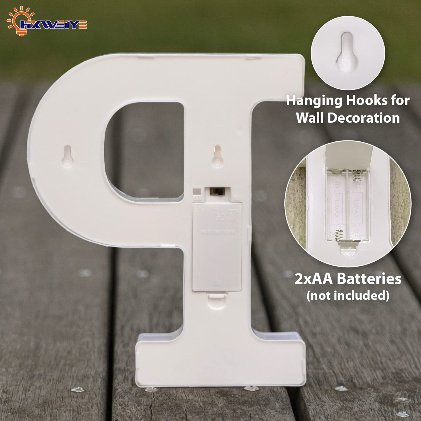 HXWEIYE LED Marquee Light Up Letter P, Warm White Plastic Sign for Party, Birthday, Bar, Battery Powered