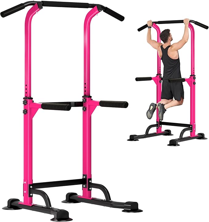 DlandHome Power Tower Pull Up Dip Station Multi-Function Fitness Equipment for Strength Training Adjustable Height Dip Sta...