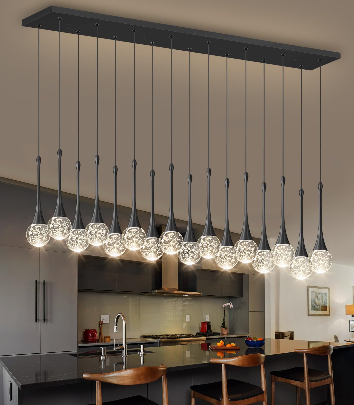 16 Lights Modern Glam Crystal Chandelier For High Ceiling Led Dimmable Pendant Light For Staircase Foyer Enterway Living Room Chandelier Lighting Black
