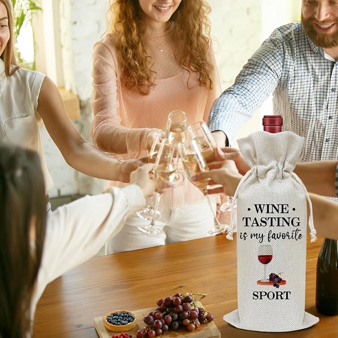Funny Wine Bag, Funny Gifts Birthday Gifts for Women Men Friends Coworkers Sister Boss, Party Favor Wine Champagne Gift Bag With Drawstring -19