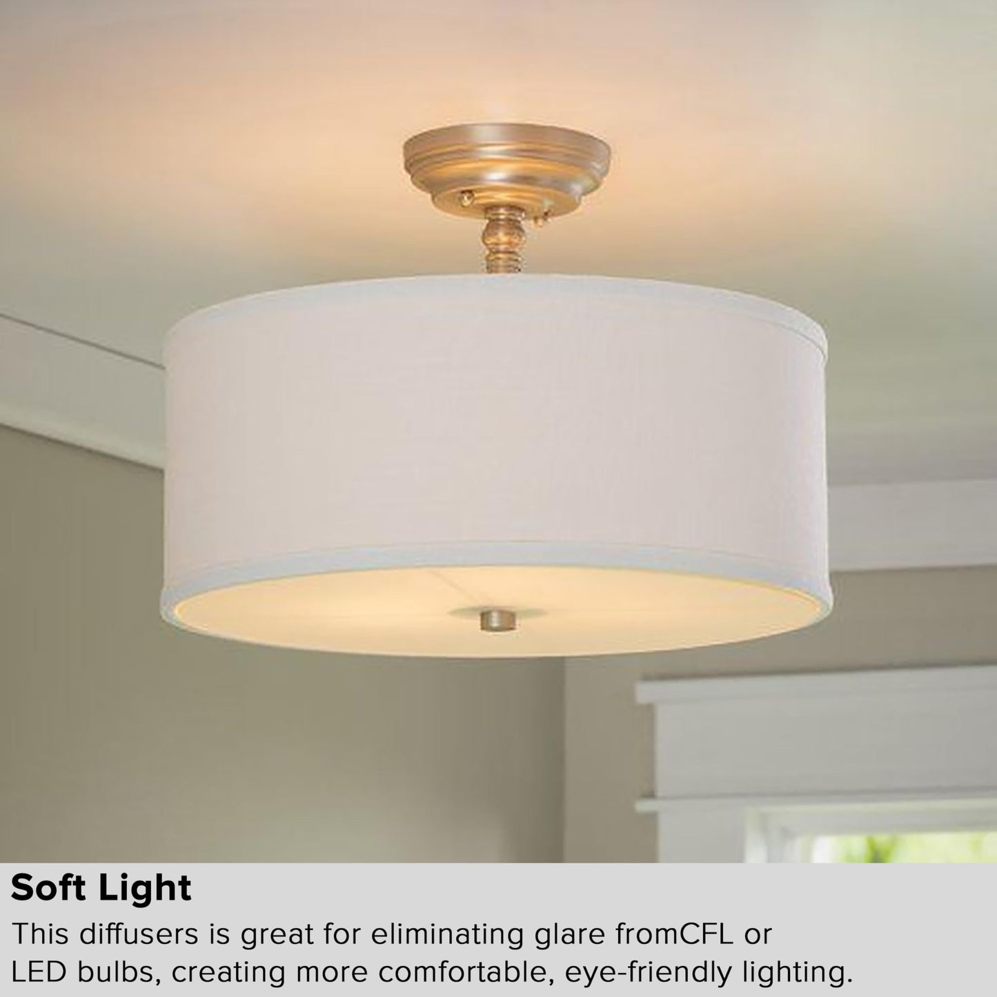 Go&So (1 Pcs) Lamp Shade Diffuser 10.5/267 Mm Frosted White Acrylic Drum Lampshade Diffuser - Fits 11.5-14 Openings Round Lamp Shades For Pendant Light And Table Lamps Soft Lighting