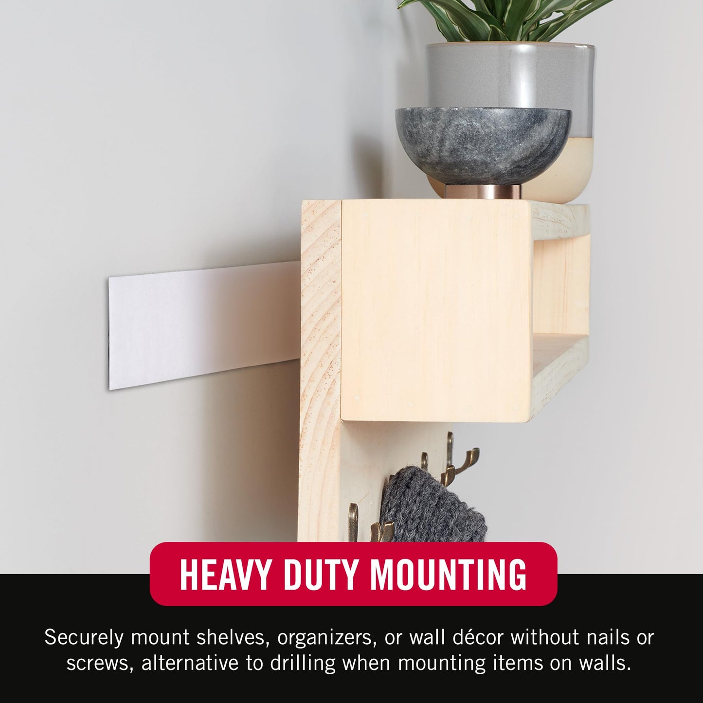 VELCRO Brand Heavy Duty Tape | 12 Foot Roll | Strong Sticky Back Adhesive Holds up to 10 lbs | Industrial Strength Fasteners for Indoor or Outdoor Use | 1-1/2in Width, White (VEL-30837-USA)