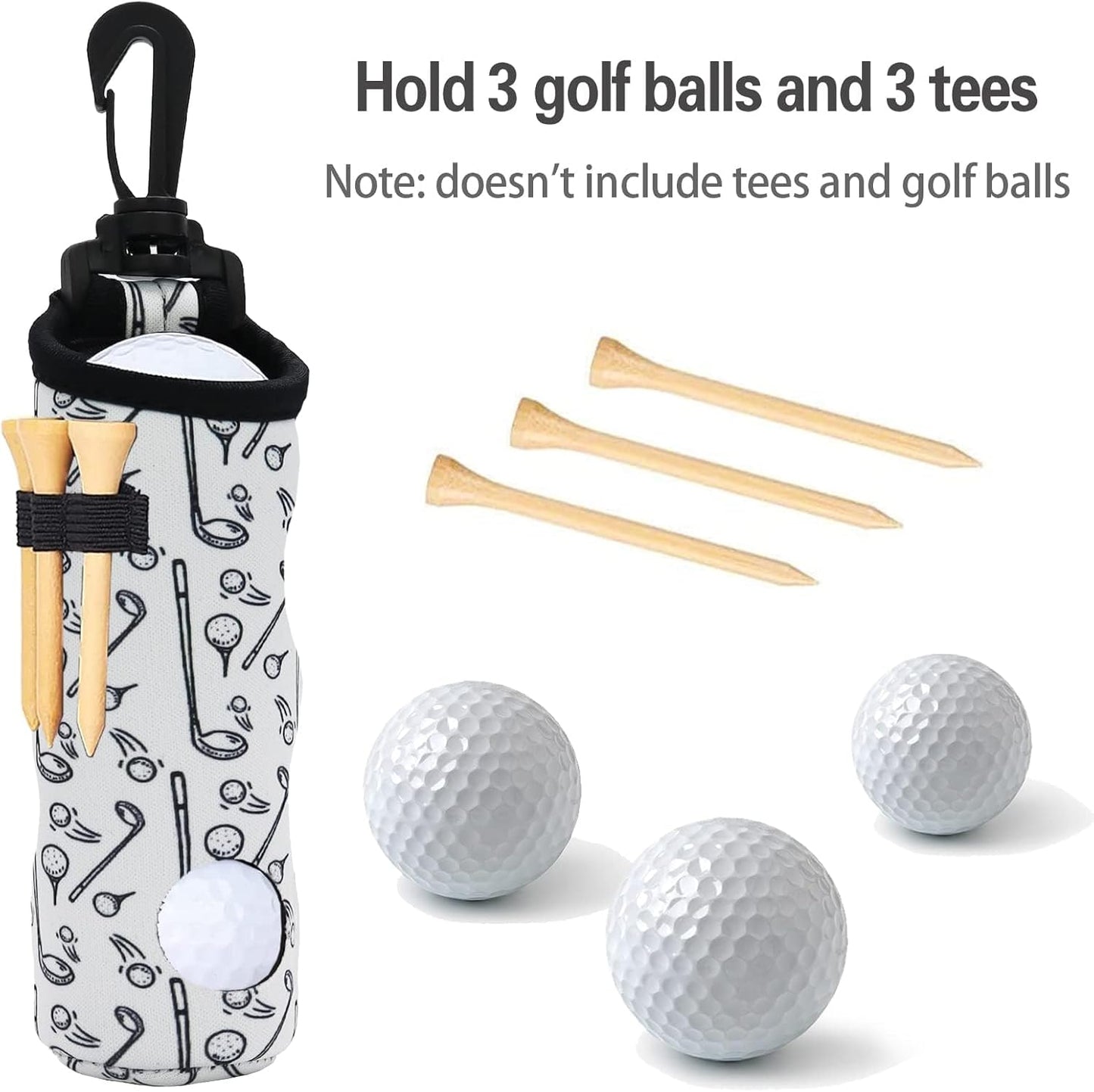 Golf Ball Holder Golf Tee Holder Golf Ball Carry Bag Pouch with Light Weight Hook Keychain Belt Clip Portable Golf Accessories for Ladies Girls 2 Pack