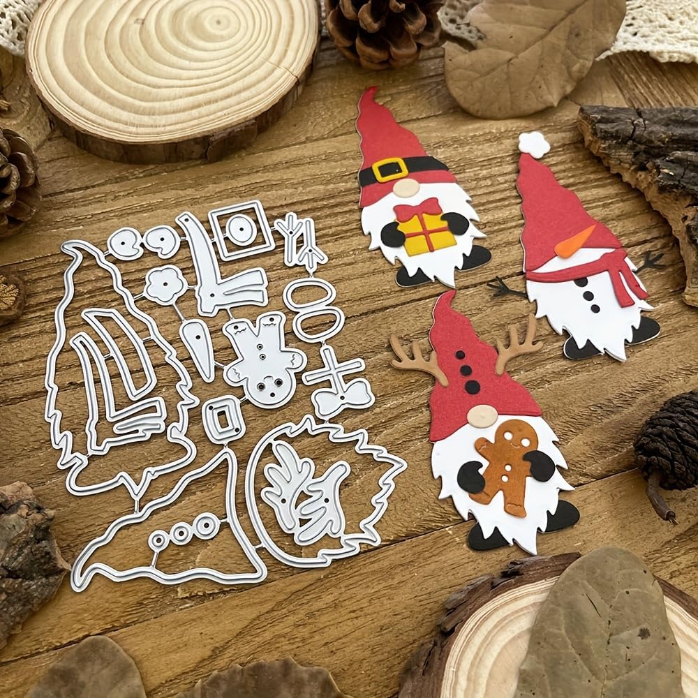 Lapoo Metal Cutting Die for Scrapbooking, 3D Backgrounds Frame New Cutting Dies DIY Album Card Making Decor Paper Metal Die Cuts Party Wedding Decorations (Three Midgets/Santa Claus 3.4 x 4.2 in)