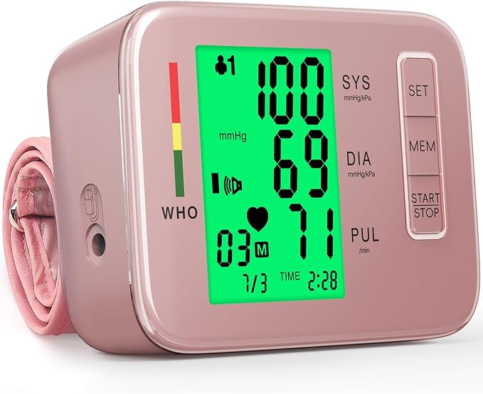 Blood Pressure Monitor,Pink Blood Pressure Machine Bp Cuff Automatic Upper Arm with 8.7”-16.5 inches Adjustable Automatic ...