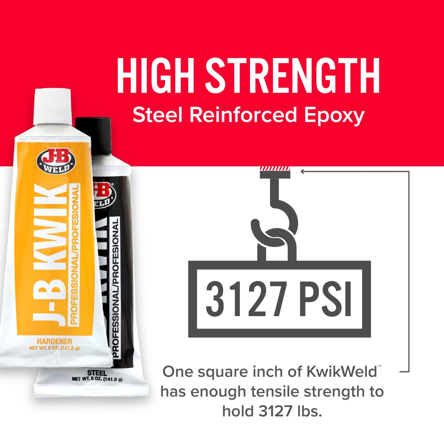 J-B Weld 8271 KwikWeld Professional Size Steel Reinforced Epoxy Twin Pack - 10 oz.