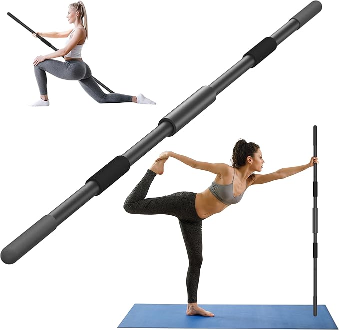 Scisum Yoga Stick 58 Inch Sturdy Alloy Steel - Adjustable Stick for Exercise, Stretching, Balance - Versatile Exercise Sti...