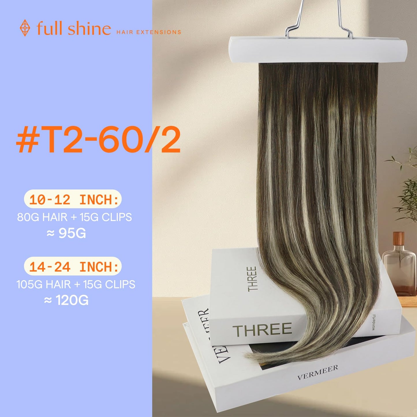 Full Shine 24 Inch Clip in Hair Extensions Dark Brown To Blonde Balayage Hair Extensions Clip ins Straight 7 Pcs 120 G