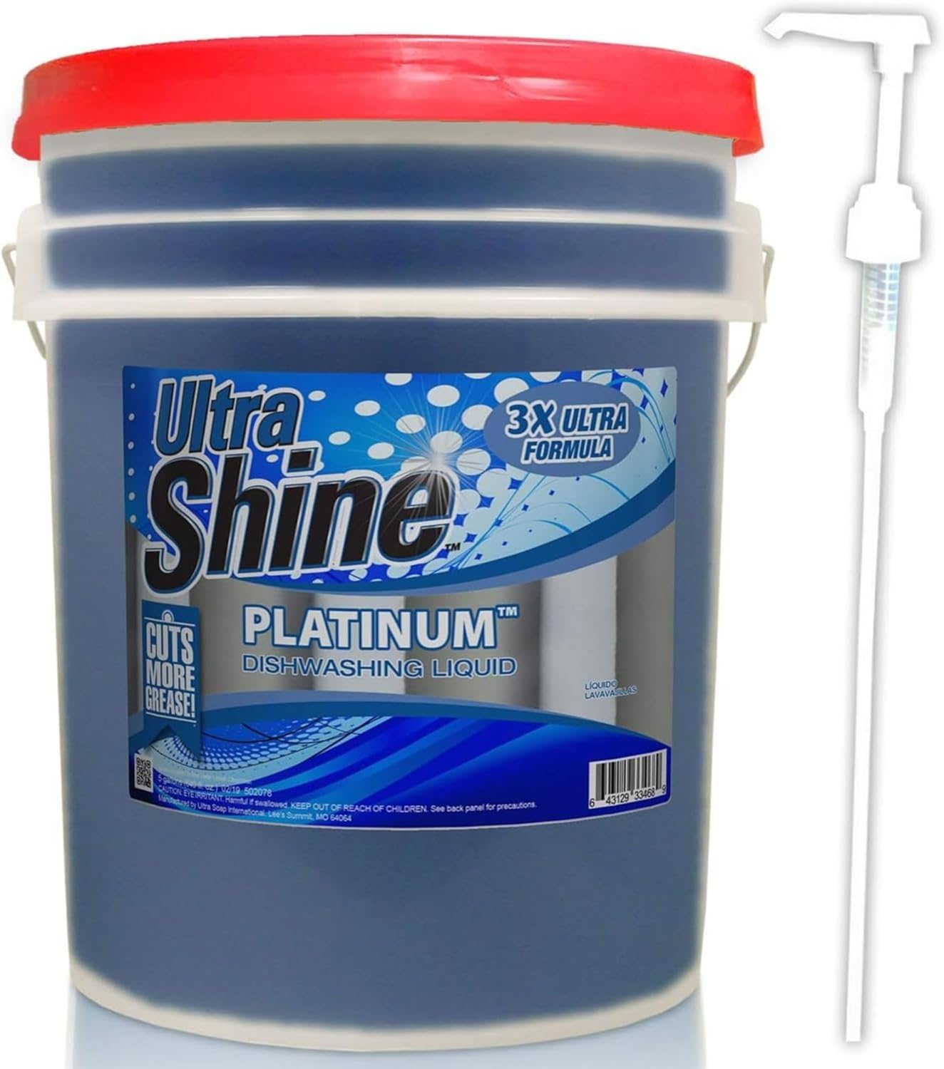 Ultra Shine 3X Platinum Bulk Dishwashing Liquid, Powerful Grease Remover, 5-Gallon - Concentrated Dish Cleaner Soap for Commercial Kitchens, Restaurants & Home Cleaning, Gentle on Hands & Skin